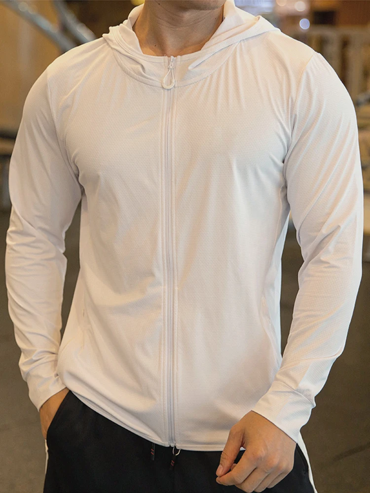

High Quality Man Hooded Sweatshirts Outdoor Quick Dry Fishing Sunscreen Clothing Running Protection Lce Silk Long Sleeves Shirts