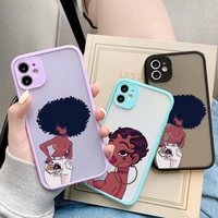 punqzy black girl phone case for iphone 13 pro max 12 mini 11 xr 7 6 8plus x xs se2020 all inclusive drop protection shell cover