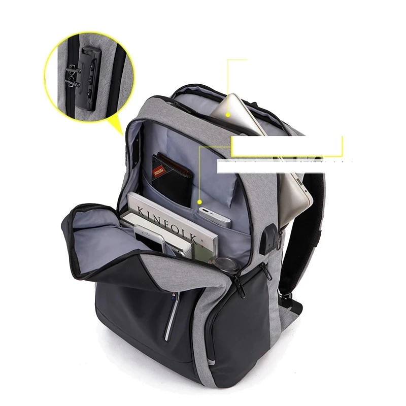 Дорожный рюкзак для мужчин и женщин сумка ноутбука 17 дюймов с USB защитой от кражи
