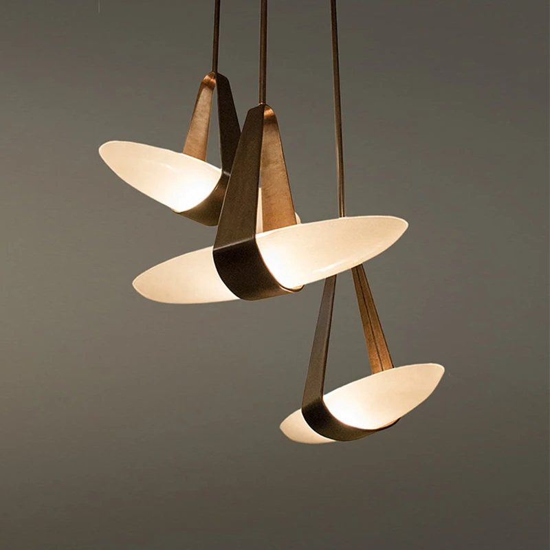

Nordic Modern Creative Pendant Lamp Leather Glass Chandelier Bedroom Bedside Living Room Designer Personalized Lighting Fixtures