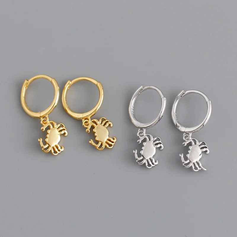 

Eh1178 ins personalized smooth circle S925 Silver Crab Earrings