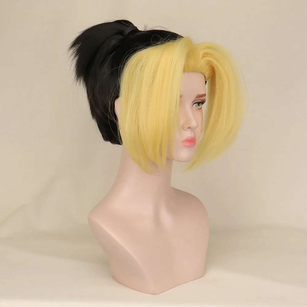 Season 2 Anime Demon Slayer Makio Cosplay Wig Yellow Black Short Ponytail Hair Heat Resistant Hair Cosplay Costume Wigs