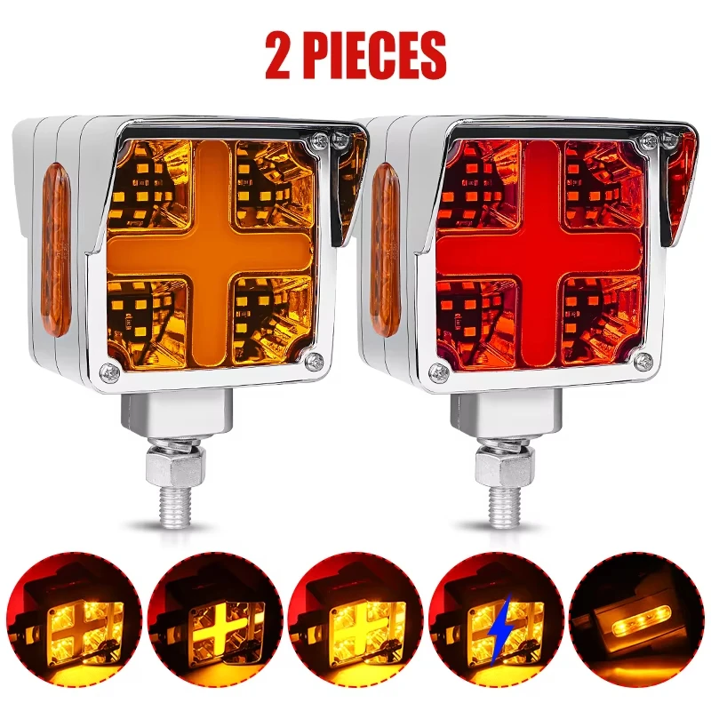 

3 "2-сторонний сигнальный фонарь, подставка, крыло, стоп, стробоскопические задние фонари, боковой маркер для Peterbilt/Kenworth/Freightliner, грузовик с прицепом