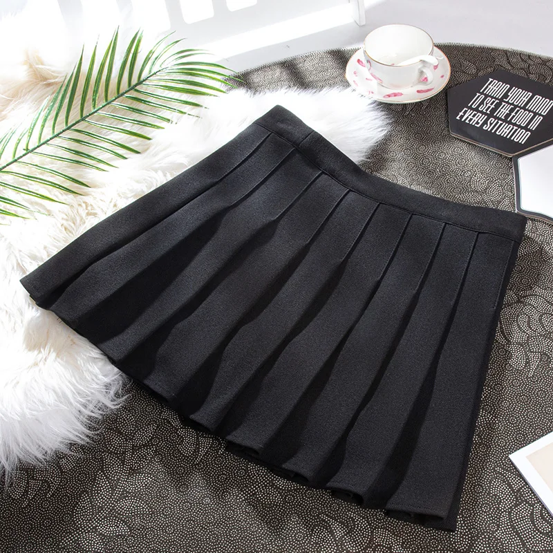 

Black Women Pleated Skirt Elastic High Waist Female Mini Skirts Kawaii Preppy Style Lady Dance Skirt Casual A-Line Woman Skirts
