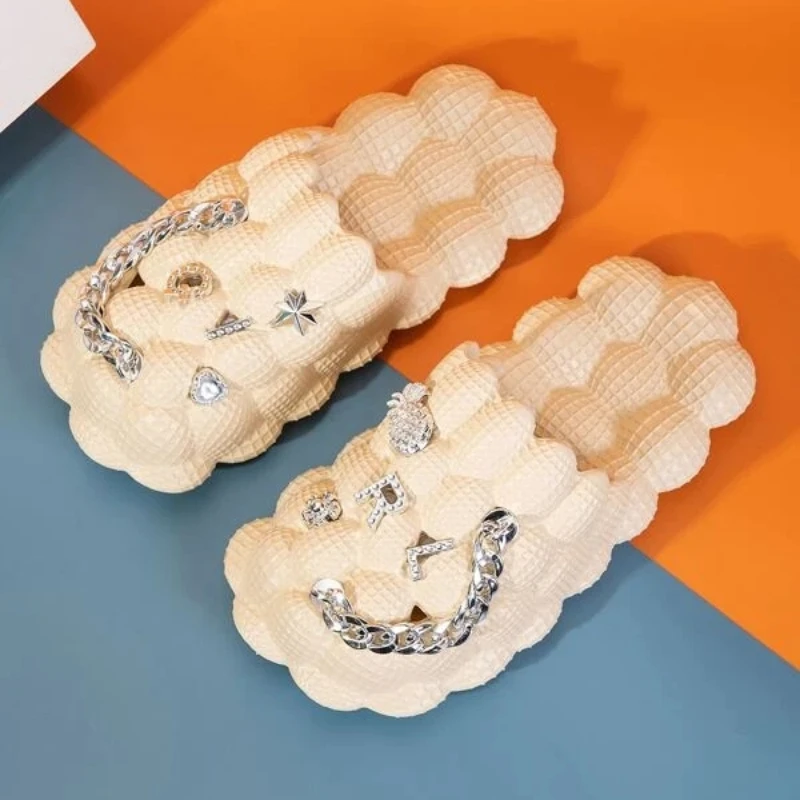 Silver Geometric Rivets Decor Vented Clogs Summer Platftorm Slides Women Shoes Punk Slipppers Beach Sandals Men Girl Plus Size