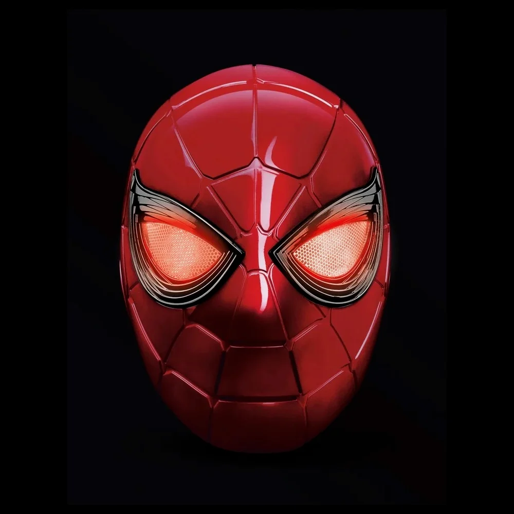 Шлем Marvel Legends Iron Spider-Man 1:1 с светящимися глазами для косплея в стиле Человека-паука на Хэллоуин.