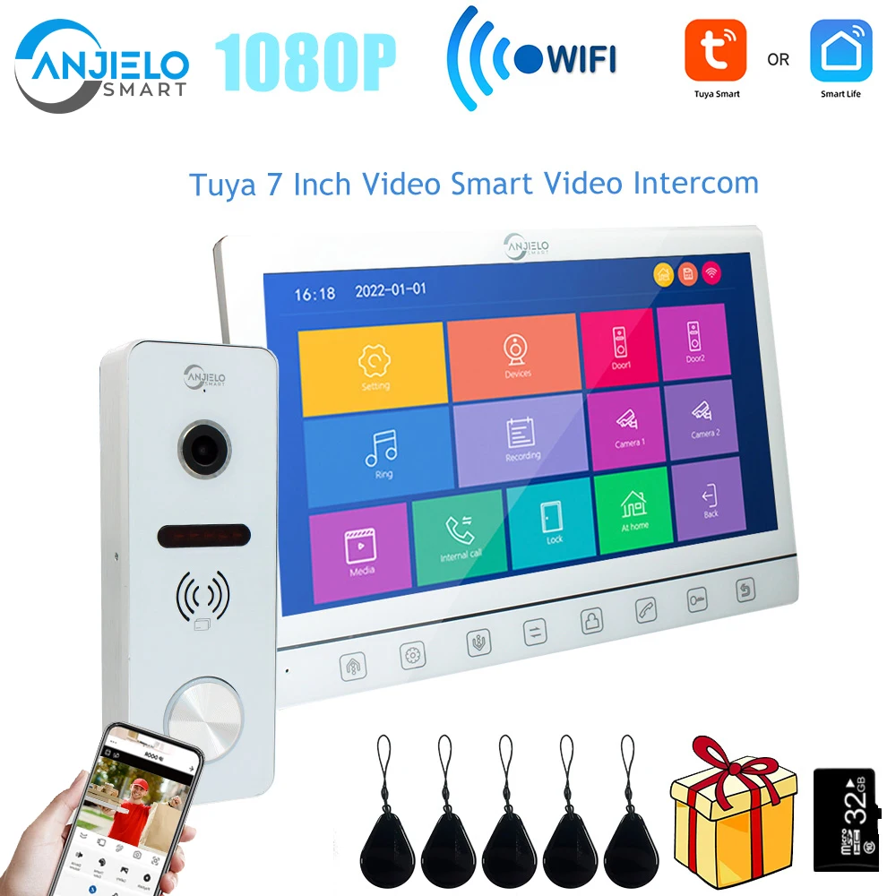 

Smart Wifi Video Intercom 7 Inch Porteiro 1080p Outdoor Doorbell Camera Ic Card Unlock Home Electronic Doorman Tuya Citofono