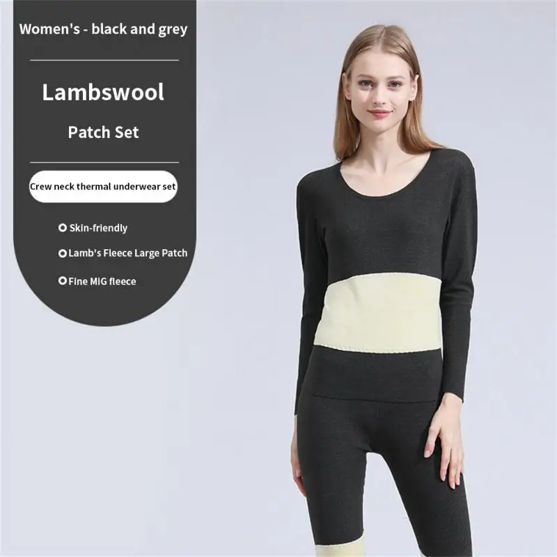 2 Pieces Set Winter Couple's Traceless Thermal Underwear Cashmere Widening Patch Seamless Thick Double Layer Warm Lingerie L-3XL