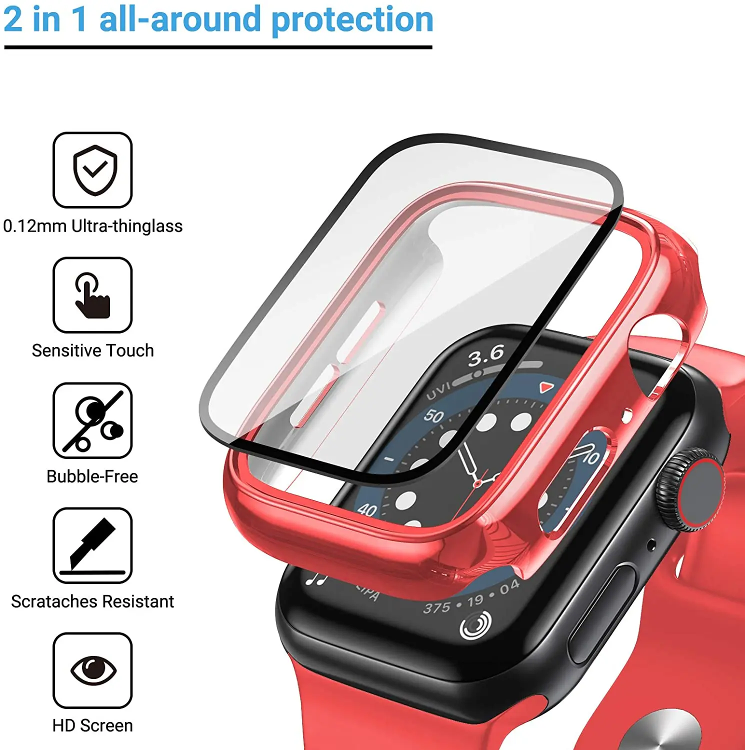 Стекло + крышка для Apple Watch чехол 45 мм 44 40 41 42 38 покрытая защитная пленка экрана iWatch