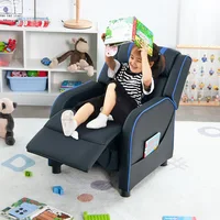 Kids Recliner Chair with Side Pockets and Footrest Lounge Chair Casual Soft Sofa Accent Chairs for Living Room Bedroom