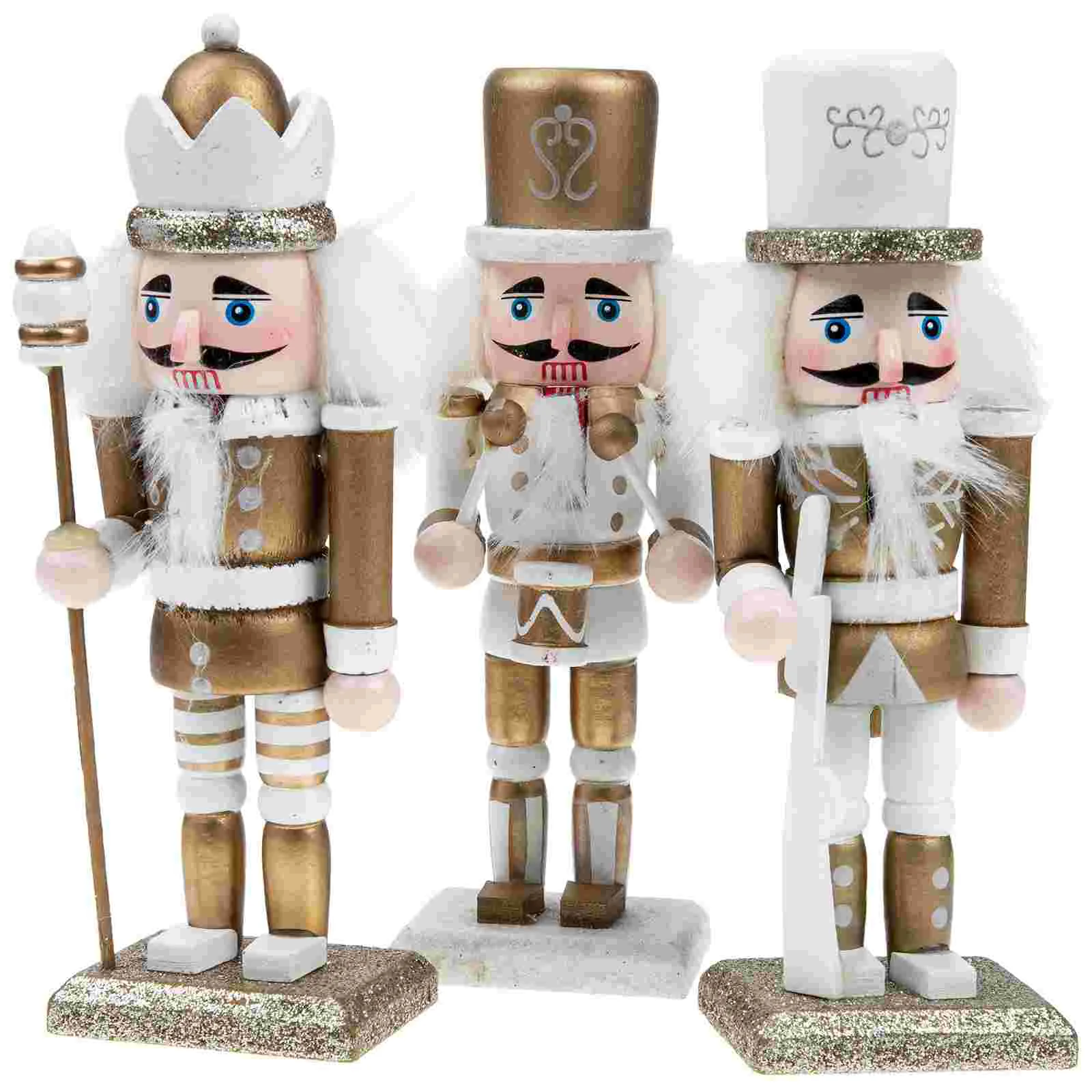 

3Pcs Soldier Christmas Wooden Nutcracker Adorn Hanging Creative Wood Puppet Ornament Hazelnuts