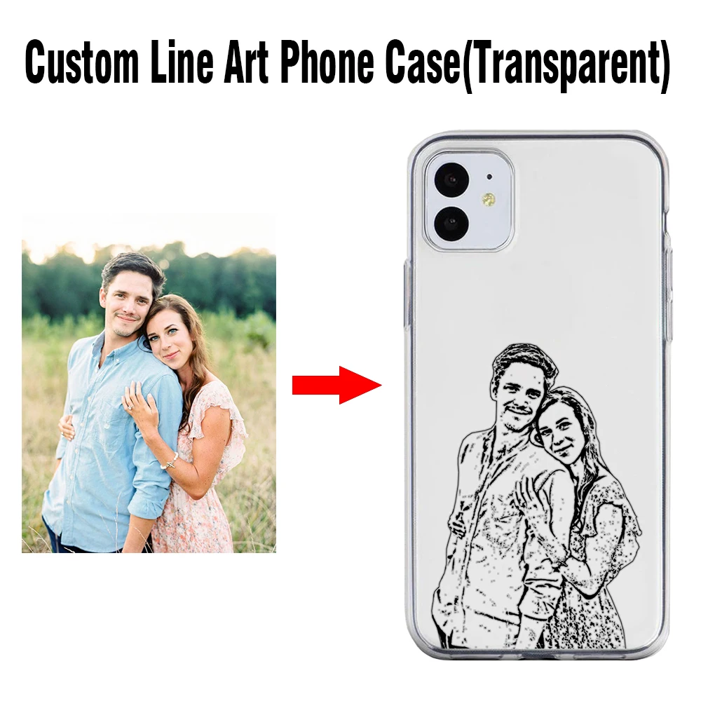 

Custom Line Art Phone Case Hollow Out Transparent Cover For Iphone 14 Pro Max 13 12 Mini 11pro Se2020 6s 7 8plus X XS XR Xsmax