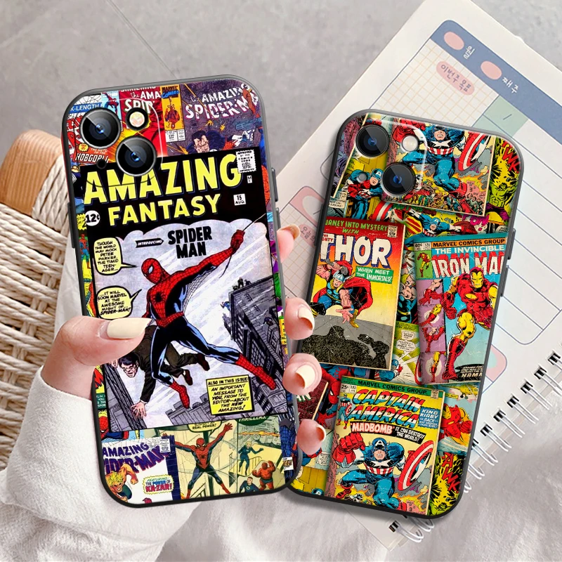 

Marvel Comics Logo Phone Case For iPhone X XS XR XS Max 11 11 Pro 12 12 Pro Max For iPhone 12 13 Mini Back Funda Black