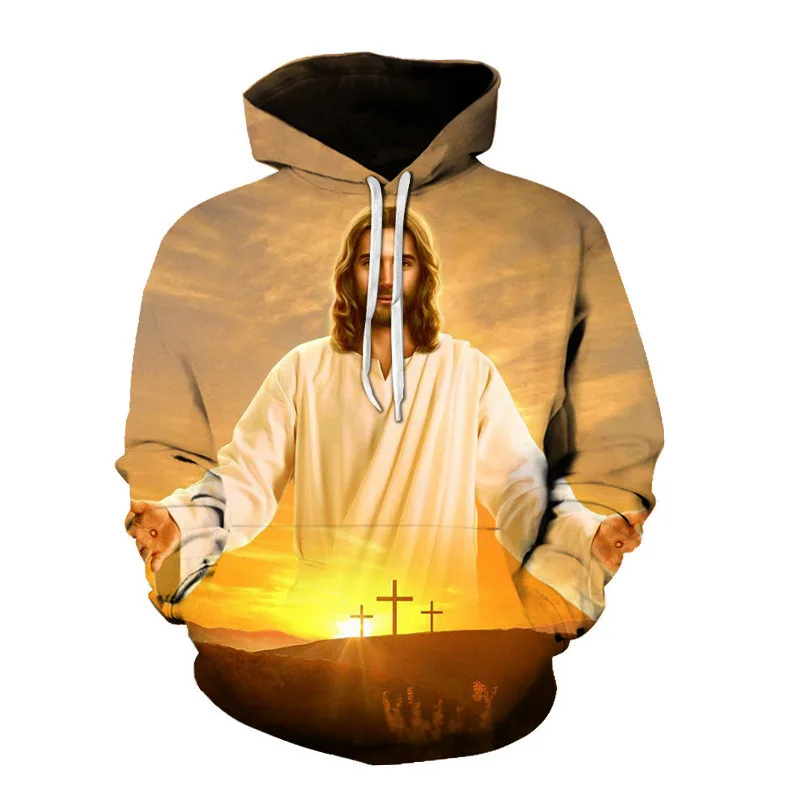 

Толстовка мужская с 3D принтом Иисуса, Повседневный пуловер, худи, свитшот, христианство, детская одежда