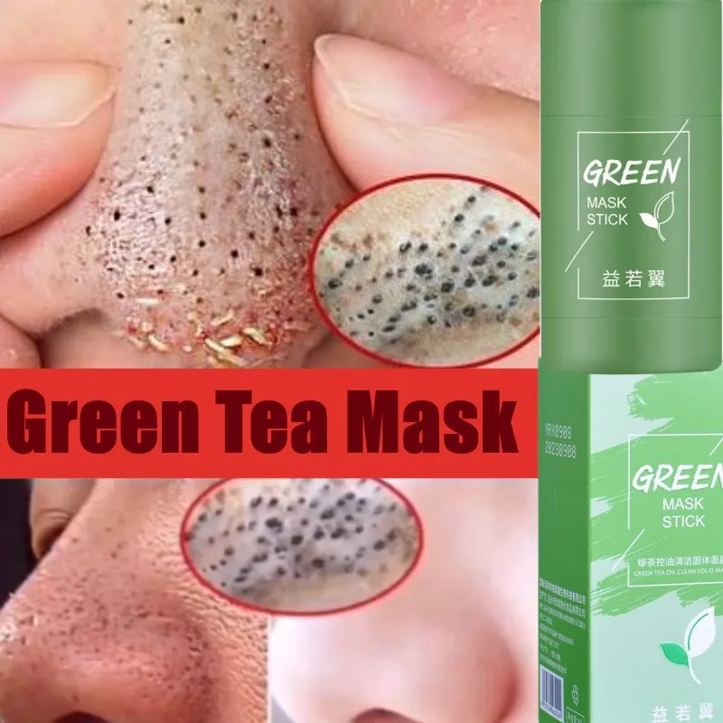 

Green Tea Mask Stick Remove Blackheads Acne Deep Cleansing Purifying Clay Mask Oil Control Solid Mask Moisturizing Skin Care