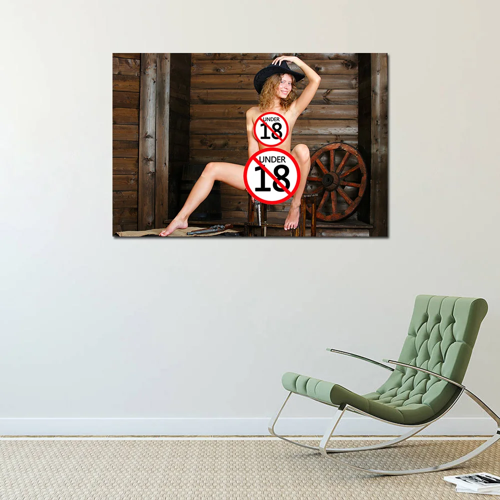 Обнаженная ковбойка постер сексуальная женщина холст искусство модная