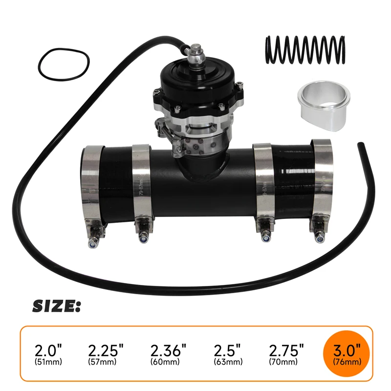 

50mm 35psi Turbo Blow Off Valve & BOV Adapter & Clamp & 2.75" OD Flange Pipe