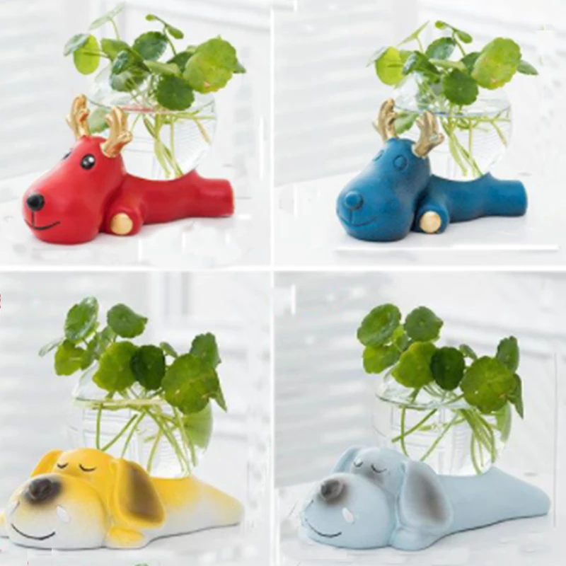 

Deer Hydroponic Planters Pots Resin Flower Pot Office Smok Ashtray Anti-fly Tool Home Living Room Desktop Ornaments Gifts