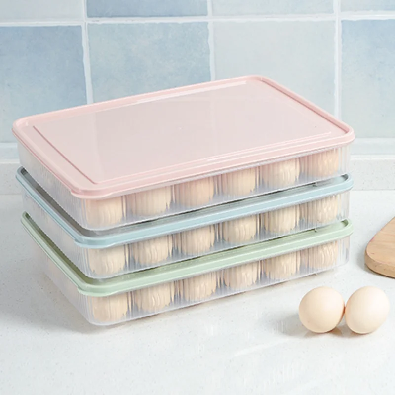 

15/24 Grid Plastic Refrigerator Eggs Storage Box with Lid Dustproof Food Sealed Storage Box Kitchen Fridge Container Organizer
