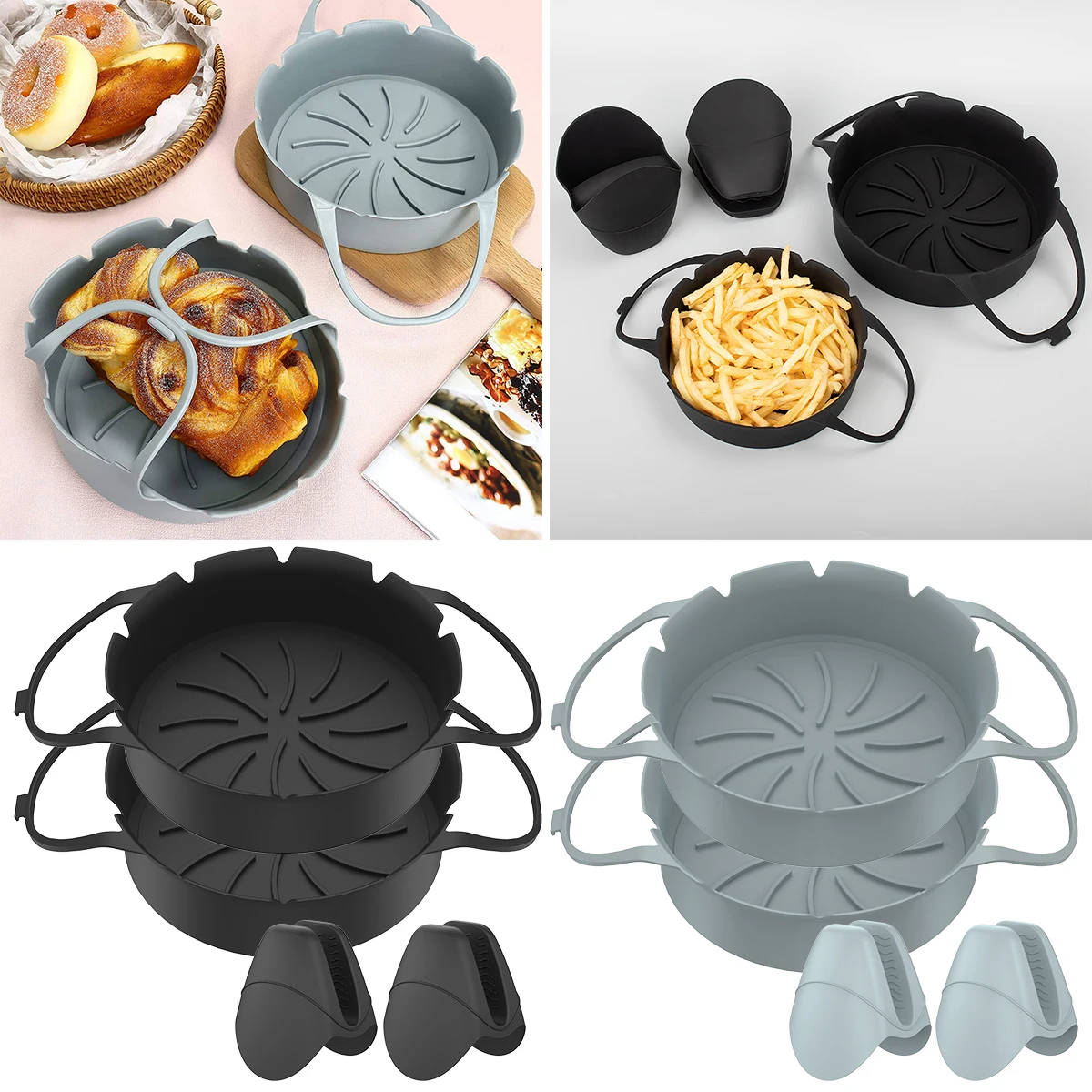 

2 шт., силиконовая подкладка для фритюрницы с длинной ручкой