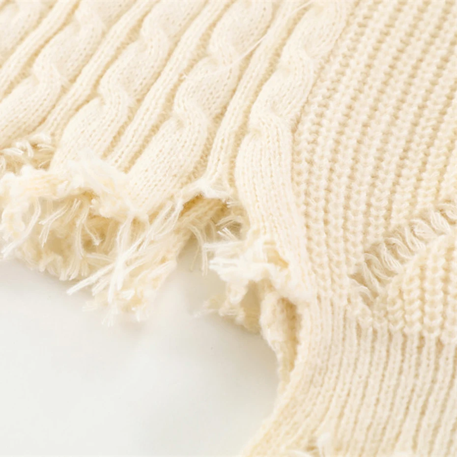 Свитер оверсайз в стиле хип-хоп черный бежевый свободный вязаный джемпер уличная