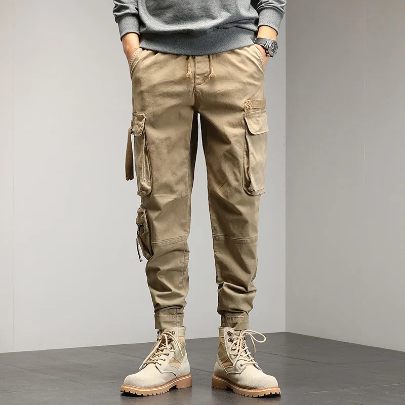 

Spring New Multiple Pockets Cargo Pants For Men Modern Design Technology Handsome Casual Loose Workwear Male Khaki Trousers