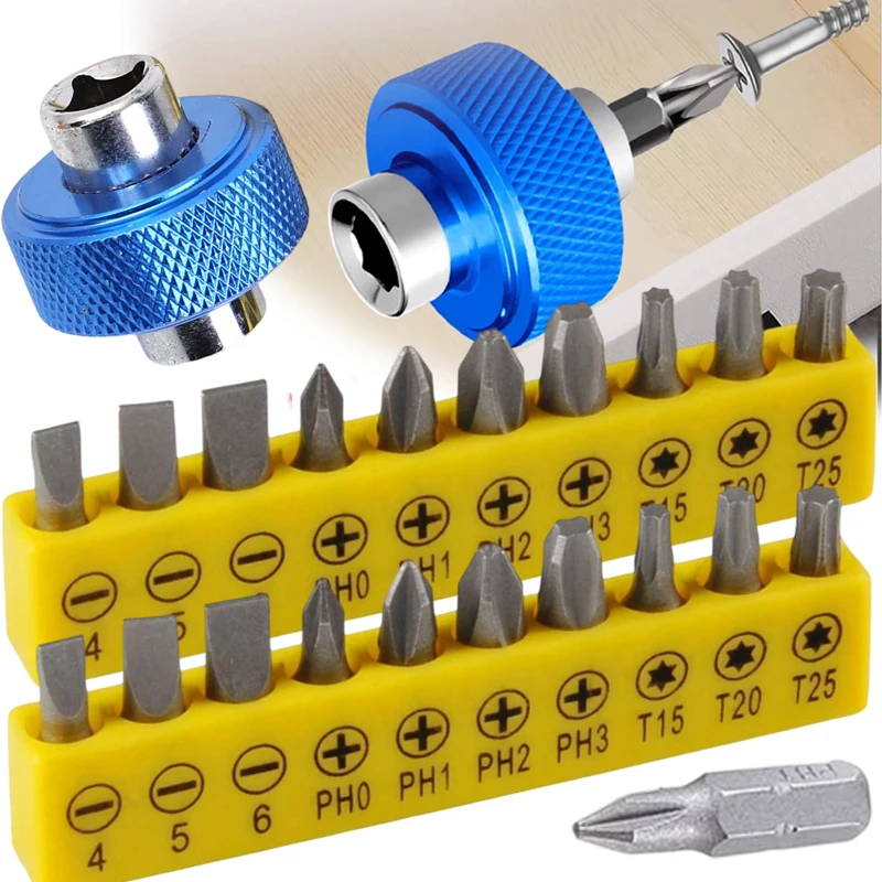 Фото Набор коротких отверточных бит с шестигранным хвостовиком и трещоткой, с держателем, крестообразные и Torx биты, быстросменные насадки для ремонта дома №1