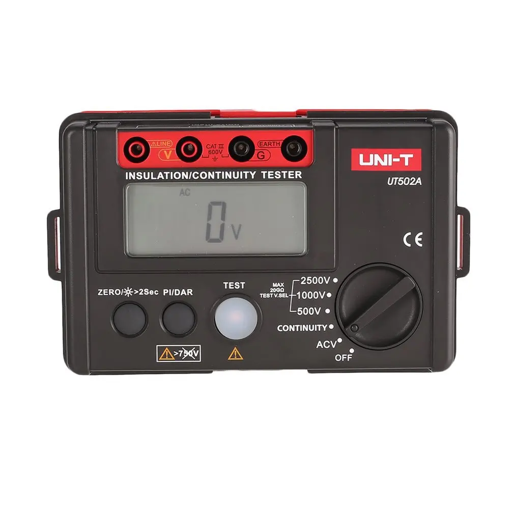 

Megger meter UNI-T UT502A Digital Insulation Resistance Tester 500-2500V Megohmmeter 30~600V AC Voltage meter LCD Backlight+gjft