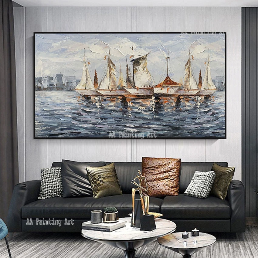 Декоративная Палитра для гостиной нож парусная лодка картина маслом без рамы