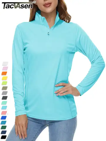 TACVASEN UPF 50+ Женская футболка с длинным рукавом и солнцезащитным кремом с защитой от УФ-излучения Повседневный спорт на открытом воздухе, рыба...