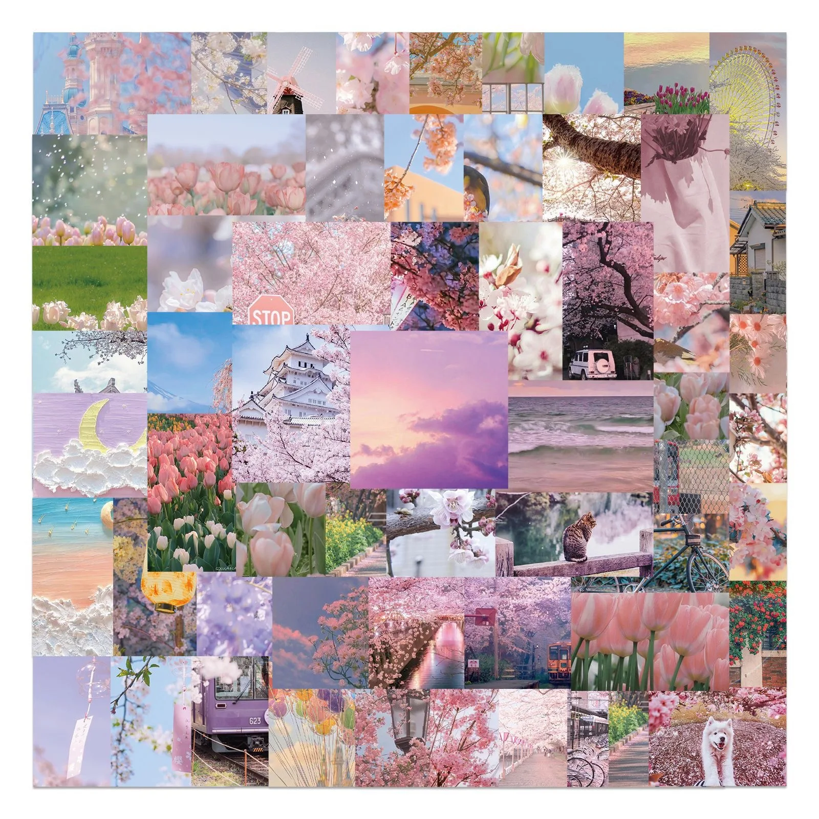 

10/30/65pcs Romantic Spring Flower Stickers Aesthetic Ins Style Cherry Blossoms Decals Laptop Phone Suitcase Girls Toy Sticker