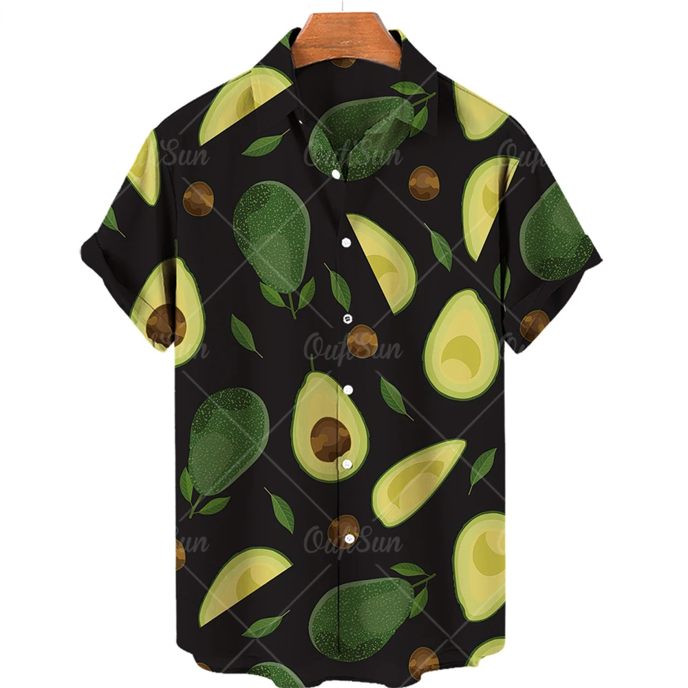

Summer Fashion Women's Men's Hawaiian Shirt Fruit Print Casual Loose Linen Short Sleeve Beach Tops Tops Street Casual Camisa