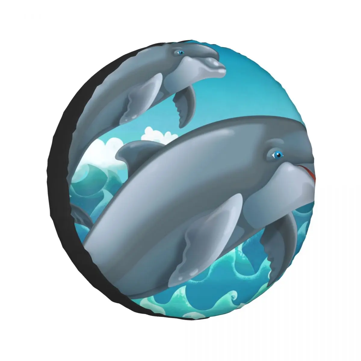 

Spare Wheel Tire Cover Case Pouch Protector Cartoon Jumping Dolphins Car Tyres for Jeep Hummer 14 /15/16/17 Inch