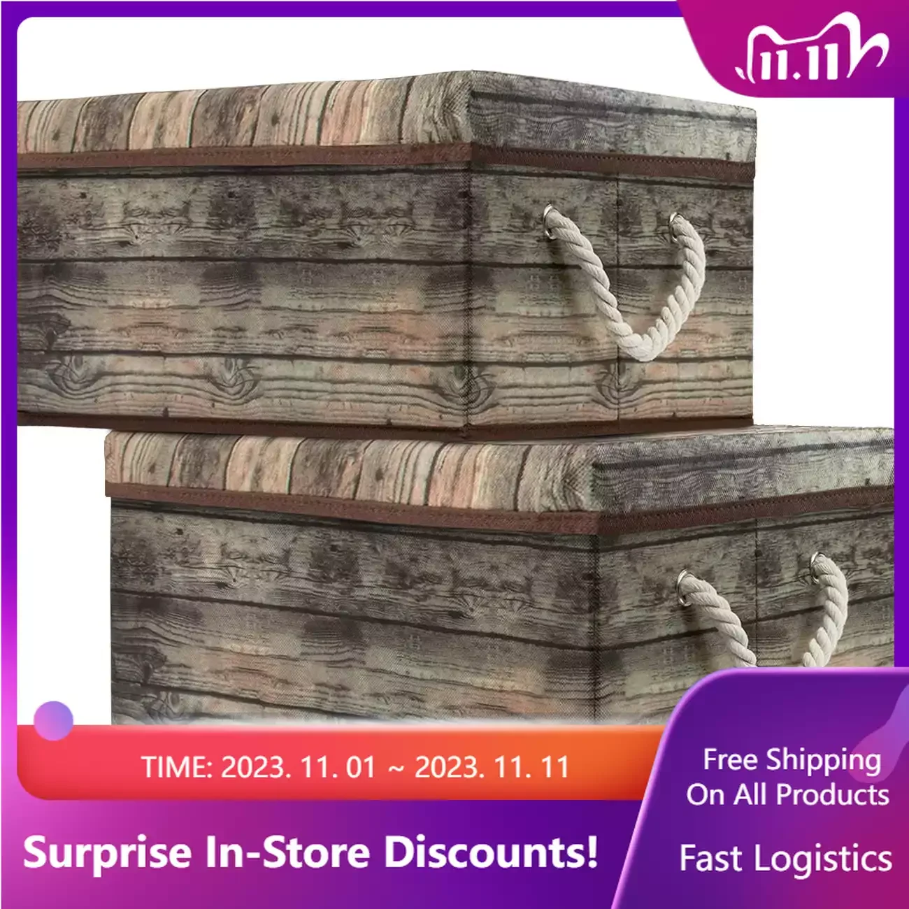 

Деревянный ящик для хранения с узором-коричневый (2 упаковки)