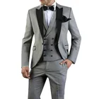 Модный новый мужской повседневный эксклюзивный деловой костюмМужской приталенный свадебный пиджак для жениха пиджак двубортный жилет брюки