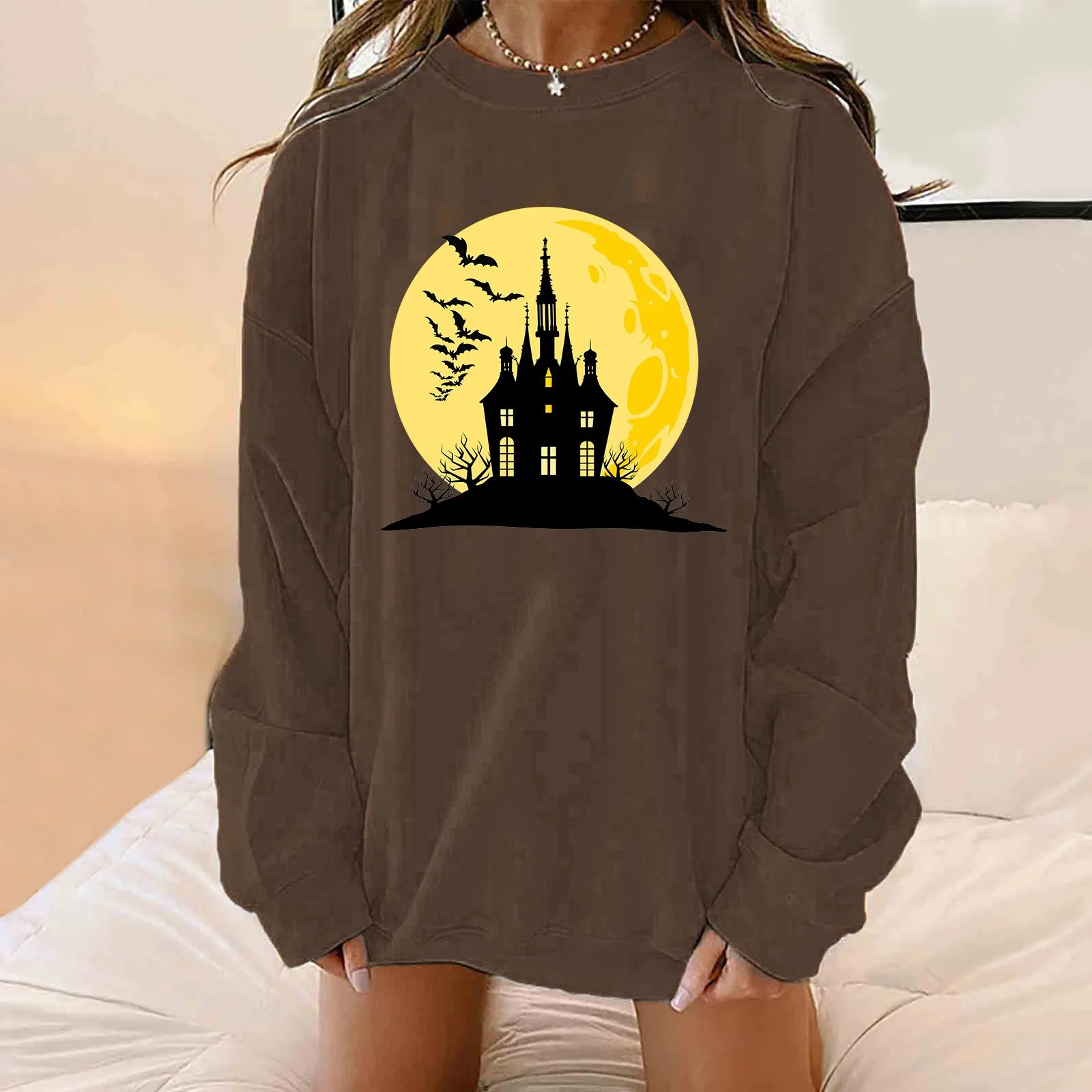 

Womens Hoodless Fit Full Zip Sweatshirt Crewneck Loose Hooded Casual Long Sleeve Pullover Tops Womens Silver Black Tops
