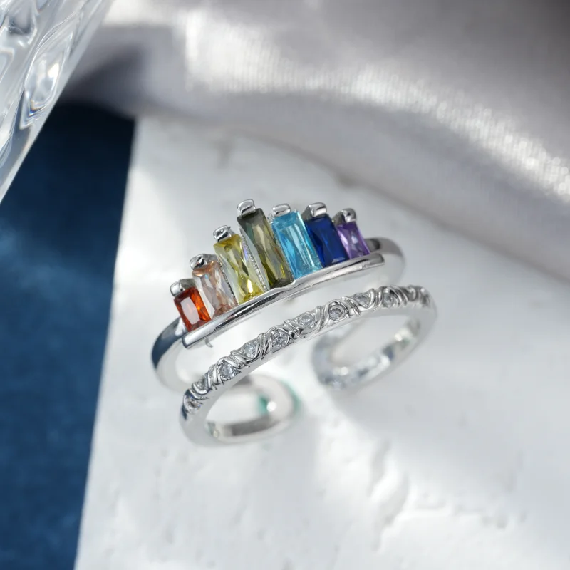

Korean Trendy Zircon Double Layers Open Ring for Women Geometric Cross Cuff Rings Bride Engagement Wedding Ring Jewelry