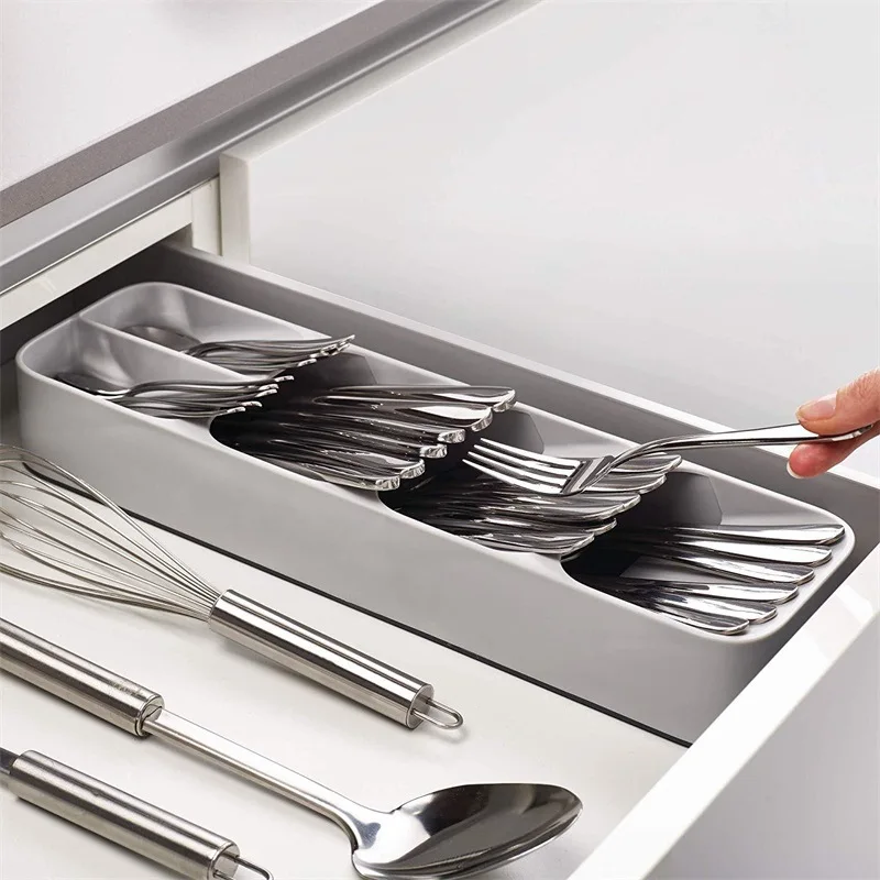 

Silverware Organizer Storage Tray Compact Cutlery Organizer for Kitchen Drawer Holding Flatware Spoons Forks