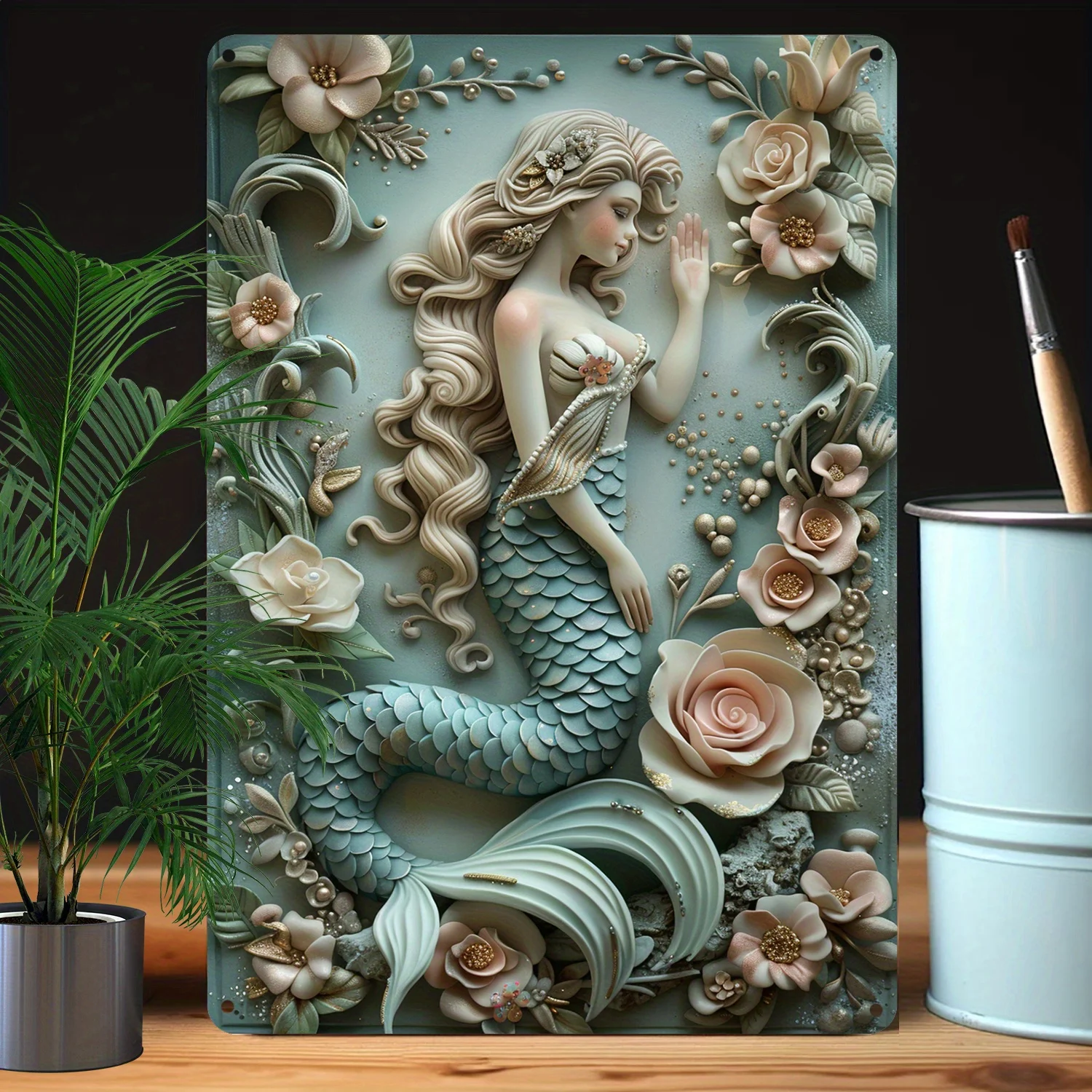 1 шт. 3D настенная художественная металлическая вывеска Русалка высокий рельефный