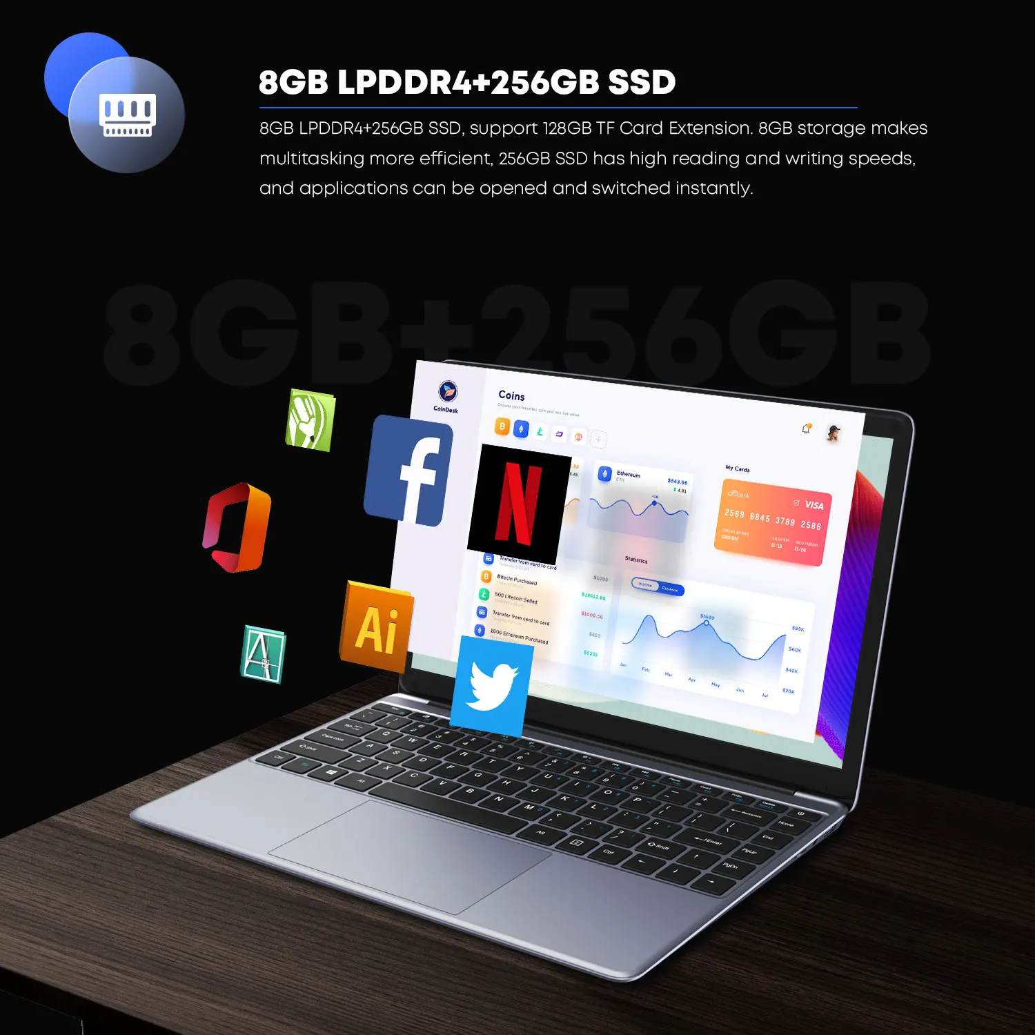 CHUWI HeroBook Pro Windows 11 Laptop 14.1-inch FHD Display Intel Celeorn N4020 CPU LPDDR4 8GB 256GB SSD 38Wh Computer PC
