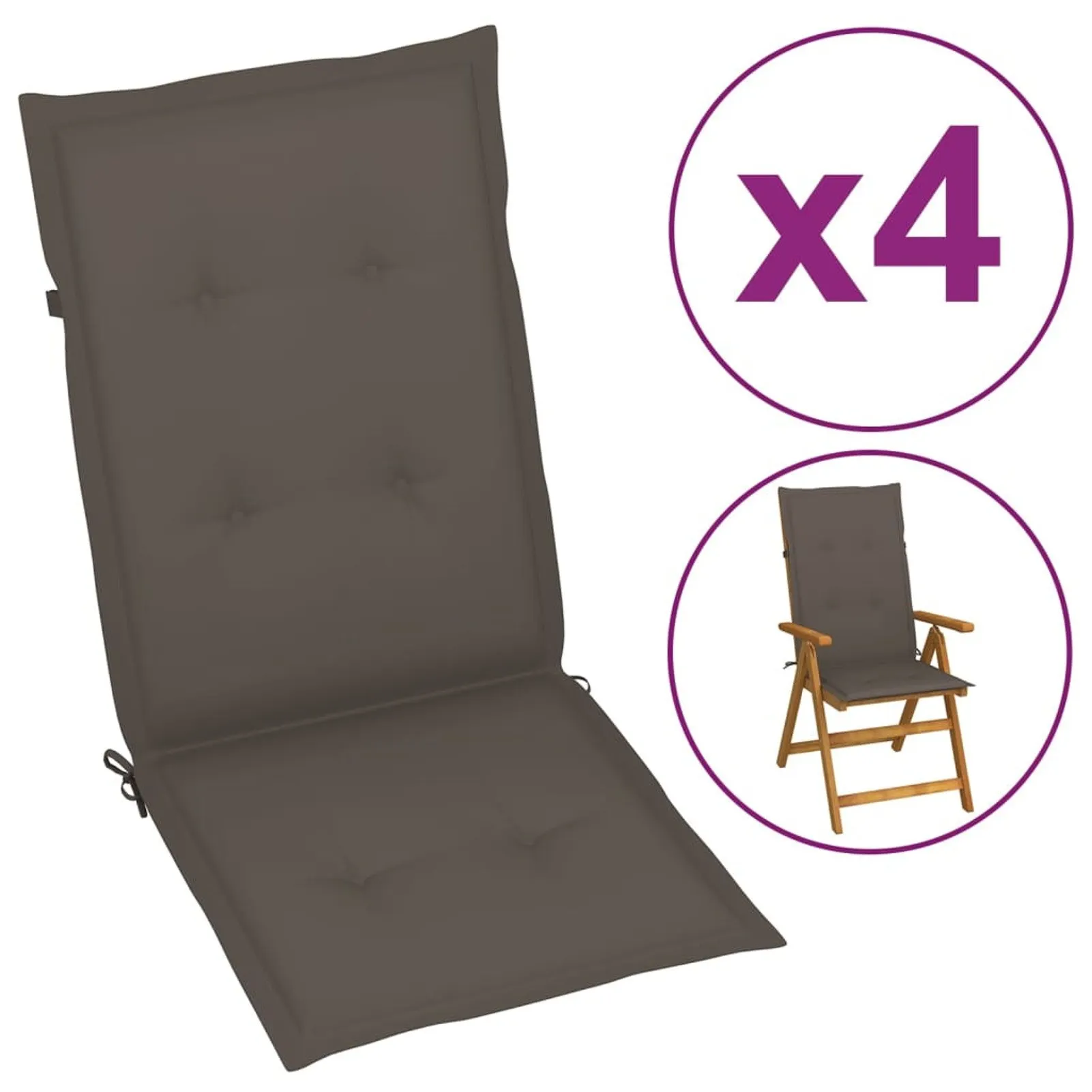 

Garden Chair Cushions 4 pcs Taupe 47.2"x19.7"x1.6"