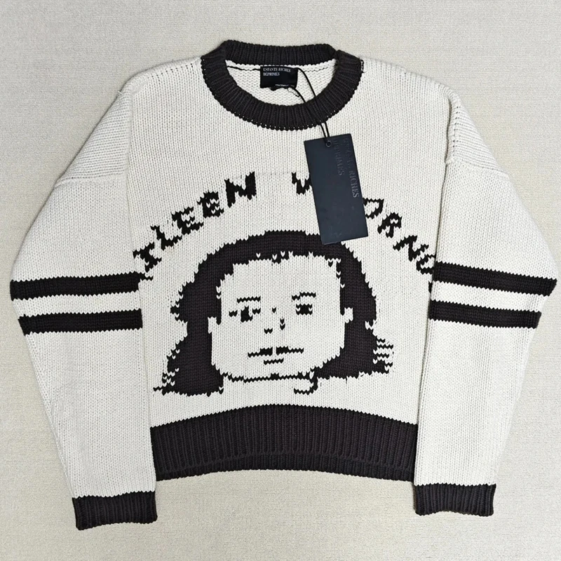 Европа Америка Бестселлер Зимний свитер ERD Портретный принт Черный с круглым