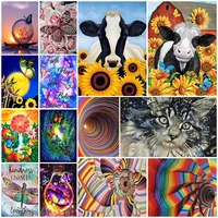 5d diy diamond painting cow butterfly swirl cat flower art pattern mosaic full drill embroidery home decoration handicraft gift