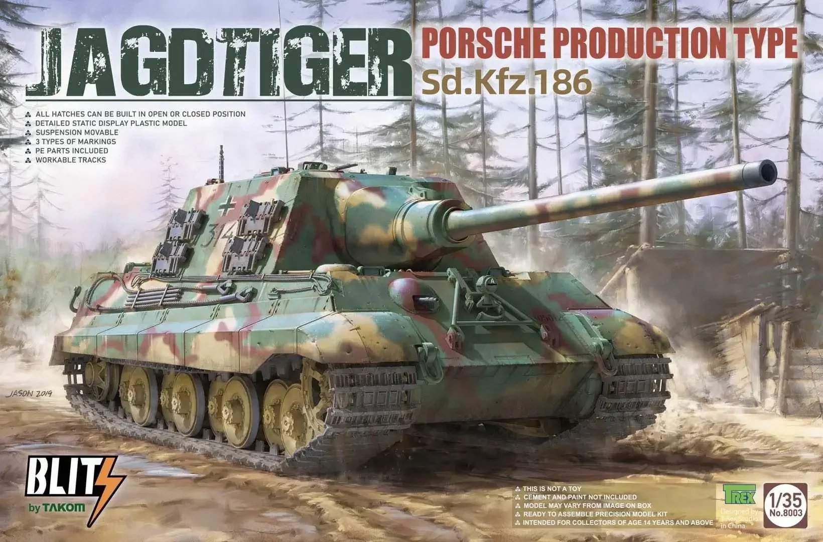 Takom 8003 масштаб 1/35 JAGDTIGER D.KFZ.186 комплект модели ТИПА PRODUCTION