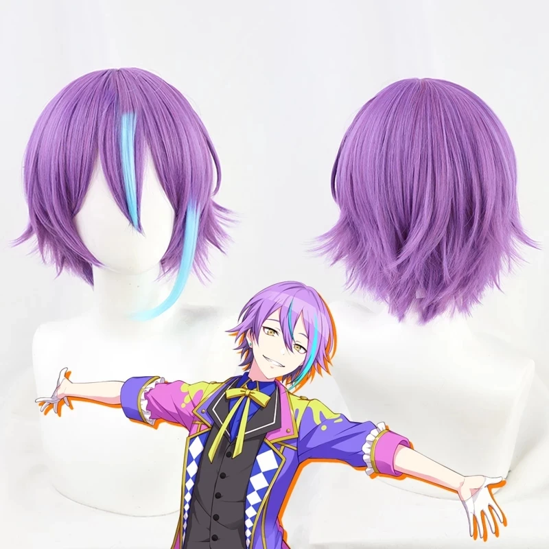 

Men Women Anime Kamishiro Rui Cosplay Wig Short Synthetic Hair Mixed Purple Blue Christmas Role Play Cosplay Costumes
