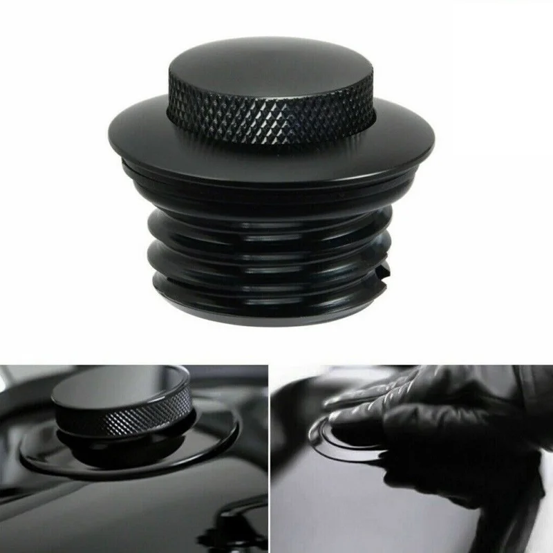 

Motorcycle Pop Up Fuel Gas Tank Cap Black Chrome Billet Aluminum Fuel Cover with Regular Thread Fit for Harley Softail 2000-2017