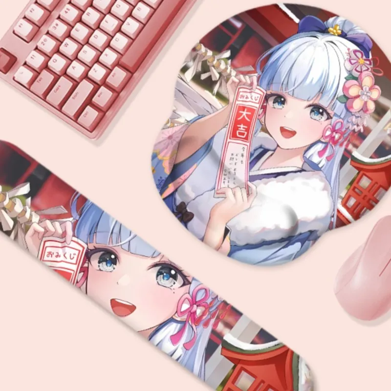 

Genshin Impact Kamisato Ayaka Mouse Pad 3d Anime Figure Silicone Soft Mouse Keyboard Wrist Mat Gaming Computer Mousepad Non-slip