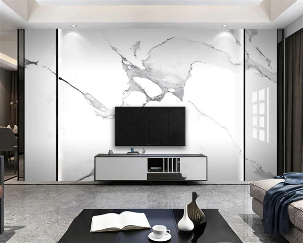 

beibehang papel de parede Customized modern new large slab stone marble jazz white background wallpaper papier peint