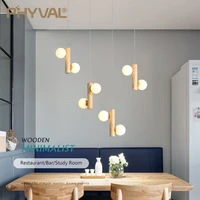 phyval nordic chandeliers simple creative magic bean led hangingwall lamp dual use wooden restaurant bar glass pendant lighting