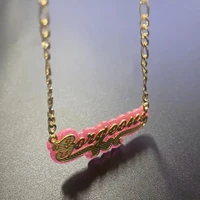 custom name necklace customized double nameplate two colors figaro chain personalized name necklace women jewelry birthdaygifts